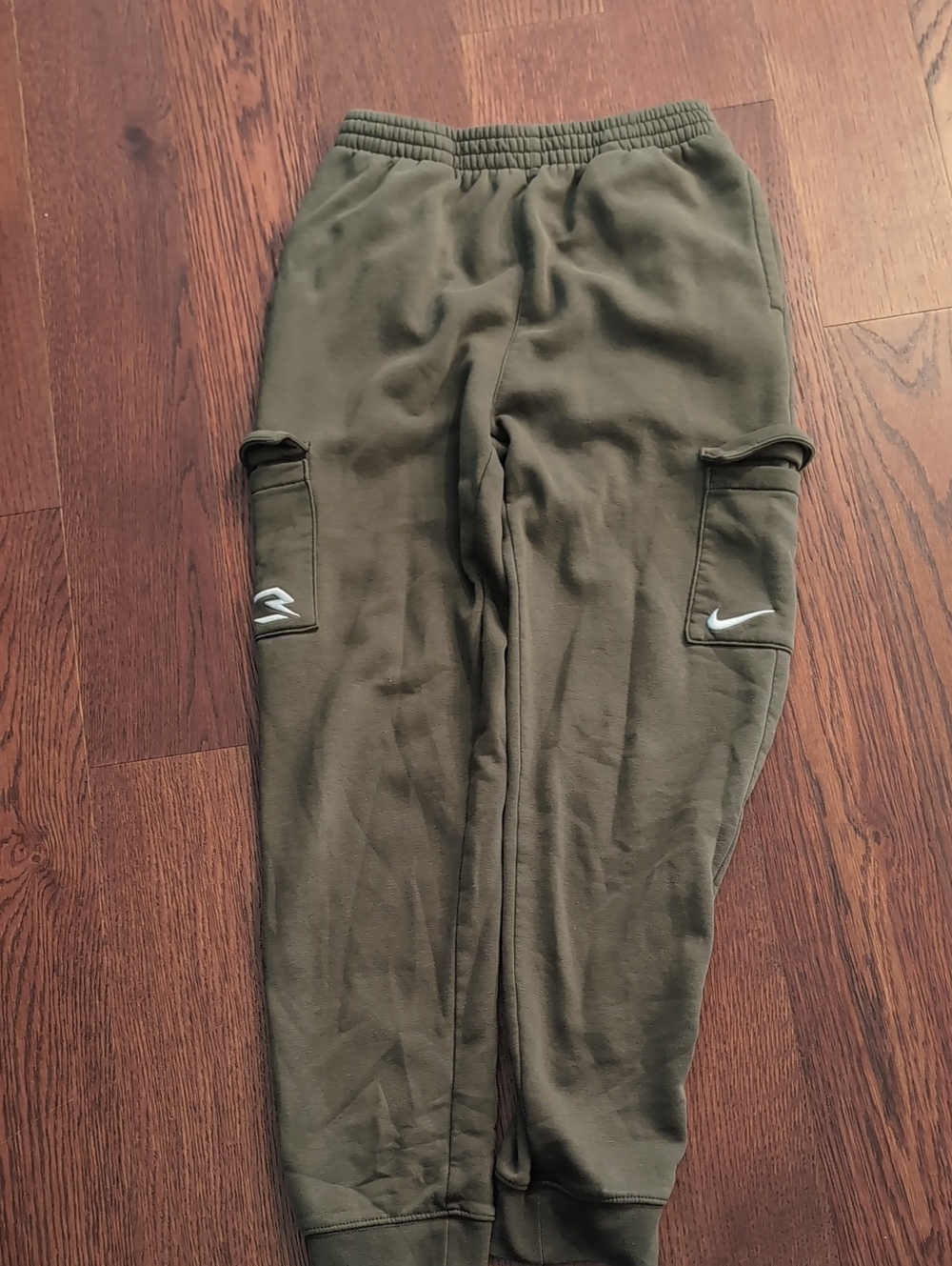 Nike Olive Green Cargo Joggers with White Swoosh